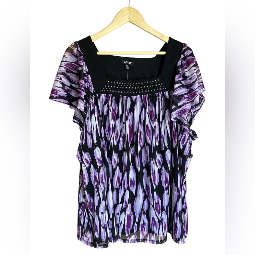 Apt. 9 Women's Black and Purple Top 3x